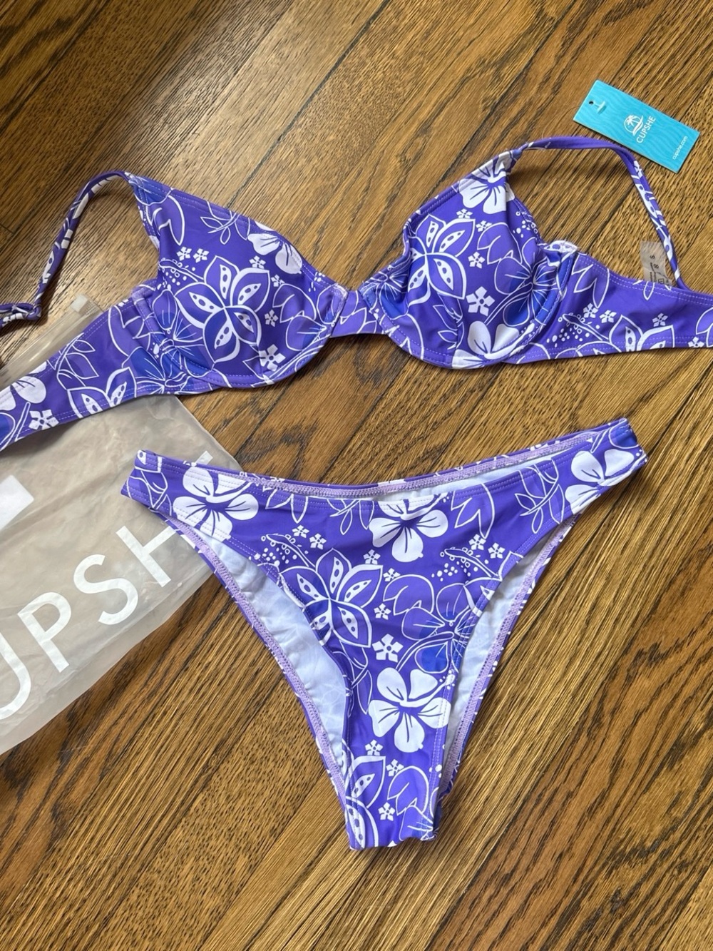 NWT Cupshe Purple Floral Bikini